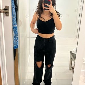 Black ripped boyfriend jeans